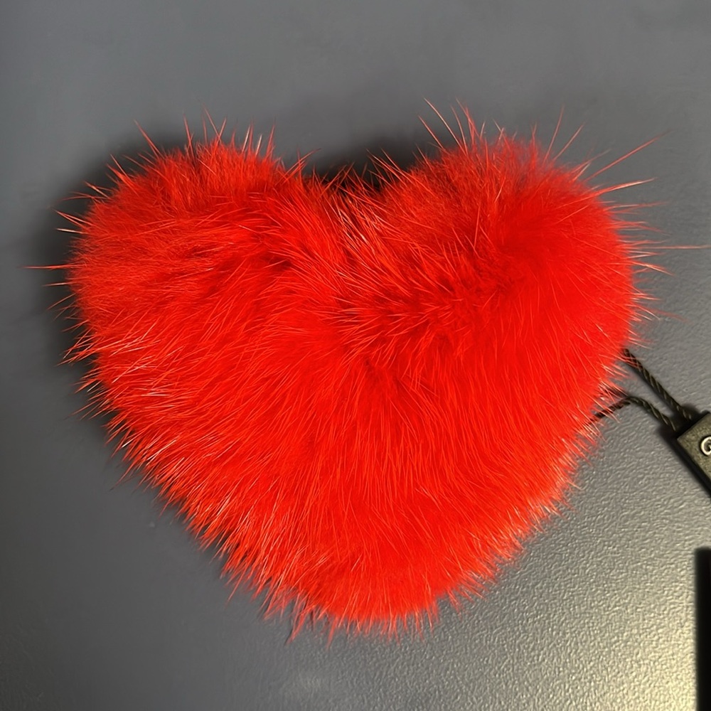 Gorski Red Heart Ponytail Hair Elastic, Real Mink Fur